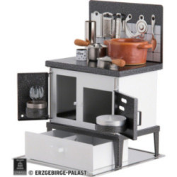 Räucherofen Küchenherd weiß-silber - 21 cm