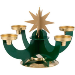 Candle Holder with Incense Cone Option - Green - 16 cm / 6.3 inch