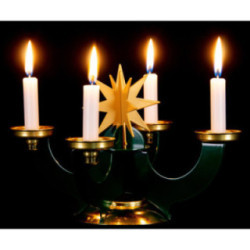 Candle Holder with Incense Cone Option - Green - 16 cm / 6.3 inch