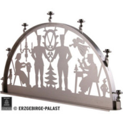 Edelstahl-Schwibbogen mit Edelstahl-Kerzenhaltern für Innen - Bergmann - 60x35 cm