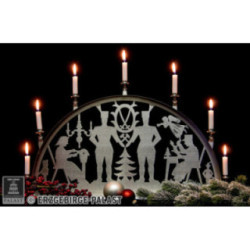 Edelstahl-Schwibbogen mit Edelstahl-Kerzenhaltern für Innen - Bergmann - 60x35 cm