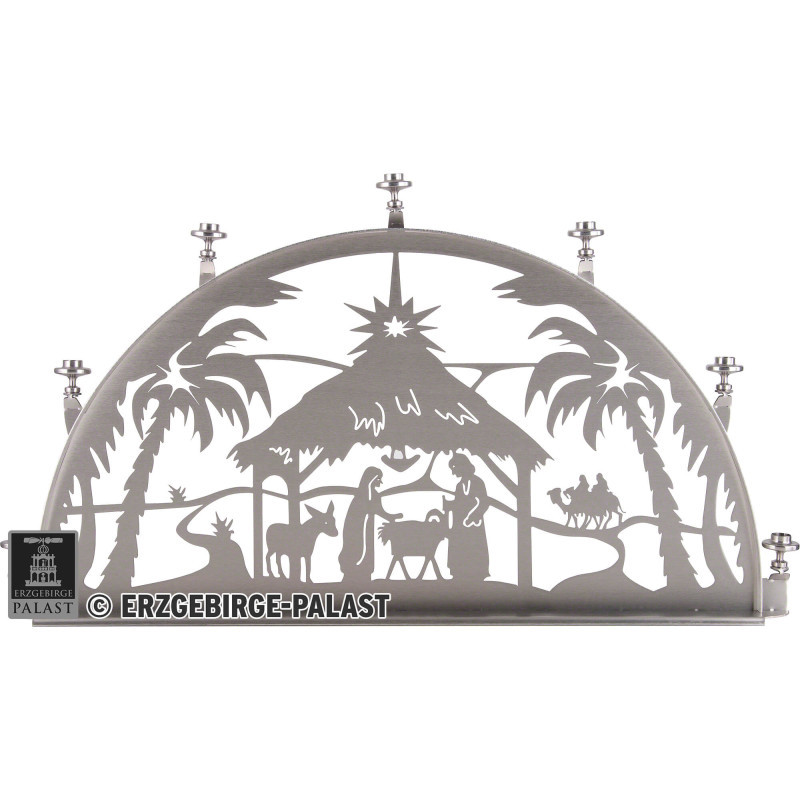 Candle Arch for Inside - Stainless Steel - Nativity - 60x35 cm / 23.6x13.8 inch