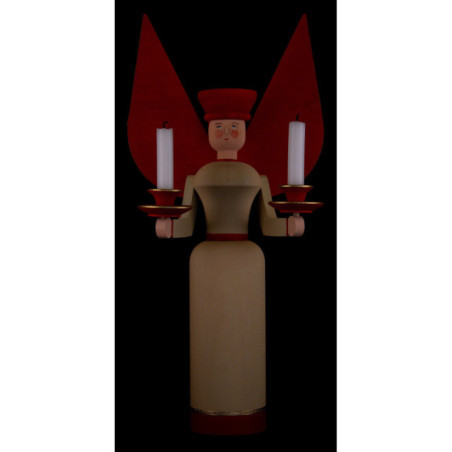 Lichterengel natur mit roten Flügeln - 40 cm