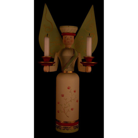 Lichterengel beige mit hellgrünen Flügeln - 40 cm