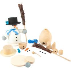Handicraft Set - Smoker - Snowman with Brushwood - 14 cm / 5.5 inch