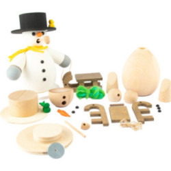 Bastelset Räuchermännchen Schneemann mit Schlitten - 14 cm