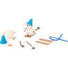 Bastelset Schneemann auf Ski mit blauer Mütze - 6 cm