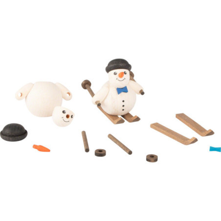 Handicraft Set - Snowman on Skis with Bowler Hat - 6 cm / 2.4 inch
