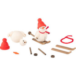 Handicraft Set - Snowman on Skis with Red Hat - 6 cm / 2.4 inch