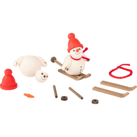 Handicraft Set - Snowman on Skis with Red Hat - 6 cm / 2.4 inch