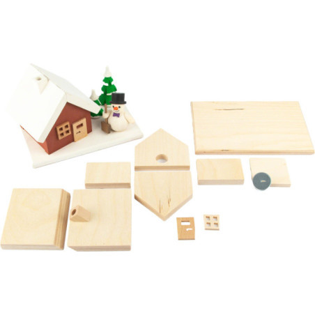 Handicraft Set - Smoking Hut - Snowman - without Figurines - 11 cm / 4.3 inch