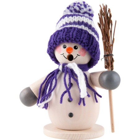 Smoker - Snowman with Broom Purple - 15 cm / 5.9 inch