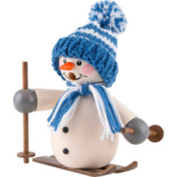 Räuchermännchen Schneemann auf Ski blau - 15 cm