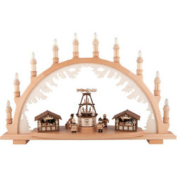 Schwibbogen Weihnachtsmarkt mit Wärmespiel - 66x44 cm