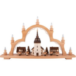 Candle Arch - Village Church with illuminated Houses  - 44x66 cm / 17.3x26 inch