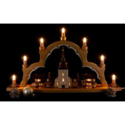 Candle Arch - Village Church with illuminated Houses  - 44x66 cm / 17.3x26 inch