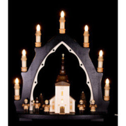 Candle Arch - Village Church with Carolers - 43x42 cm / 16.9x16.5 inch