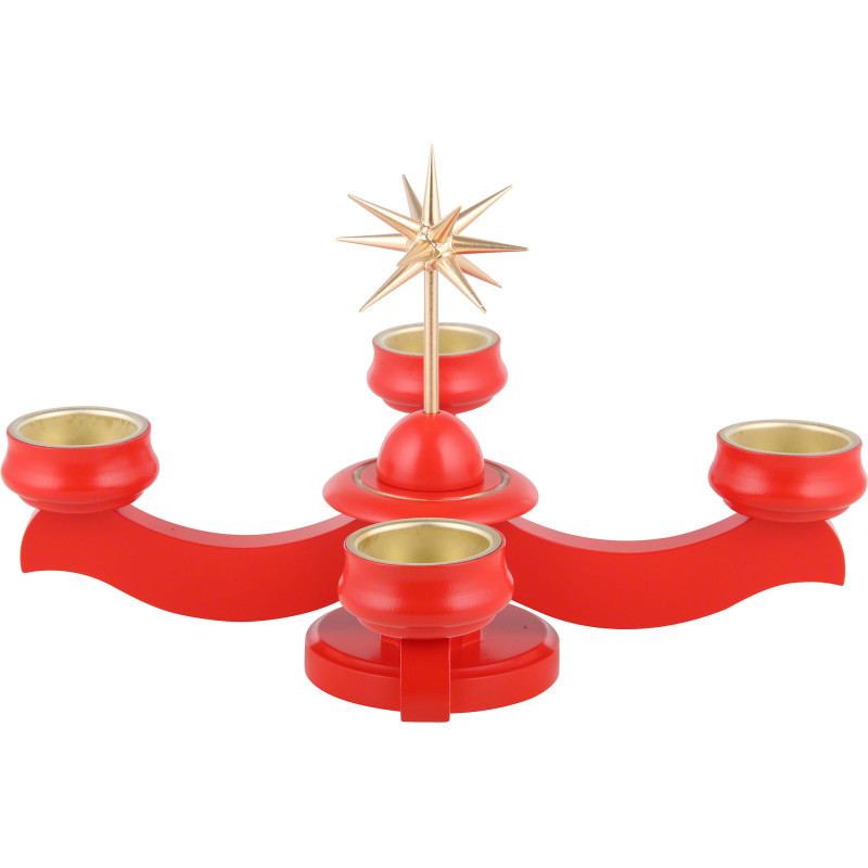 Candle Holder - Christmas Star Red - 19 cm / 7.5 inch