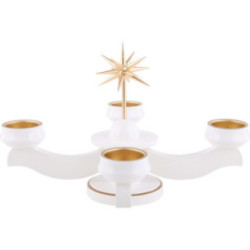 Advent Candle Holder - Star, for Thick Candles Or Tea Candles, White - 19 cm / 7.5 inch