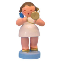 Angel with Trombone - Blue Wings - Standing - 6 cm / 2,3 inch