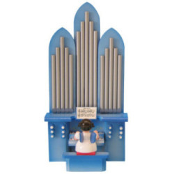 Engel mit Orgel - Blaue Flügel - 18,5 cm