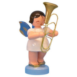 Angel with Baritone - Blue Wings - Standing - 6 cm / 2,3 inch