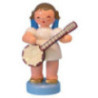 Angel with Banjo - Blue Wings - Standing - 6 cm / 2,3 inch