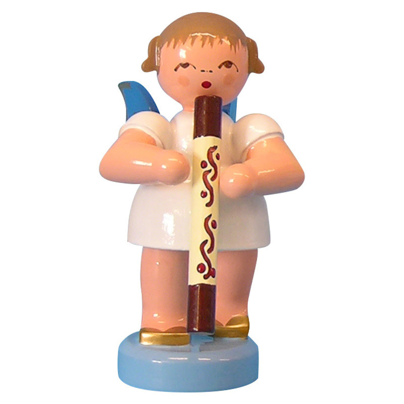 Angel with Didgeridoo - Blue Wings - Standing - 6 cm / 2,3 inch