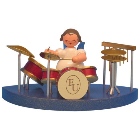 Angel at Drums Fitting Cloud Connector System - Blue Wings - Standing - 6 cm / 2,3 inch