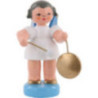 Engel mit kleinem Gong - Blaue Flügel - stehend - 6 cm