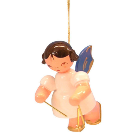 Christbaumschmuck Engel mit Triangel - Blaue Flügel - schwebend - 5,5 cm
