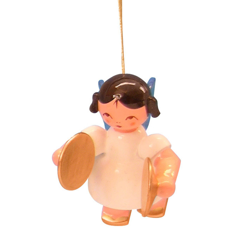 Tree Ornament - Angel with Cymbal - Blue Wings - Floating - 5,5 cm / 2,1 inch