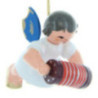 Tree Ornament - Angel with Concertina - Blue Wings - Floating - 5,5 cm / 2.2 inch