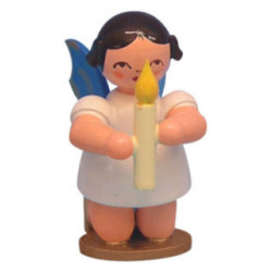 Angel with Torch - Blue Wings - Kneeling - 6 cm / 2,3 inch