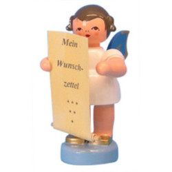 Angel with List of Whishes - Blue Wings - Standing - 6 cm / 2,3 inch