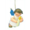 Christbaumschmuck Engel mit Kerze - Blaue Flügel - schwebend - 6 cm