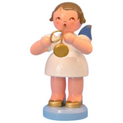 Angel with Trumpet - Blue Wings - Standing - 9,5 cm / 3,7 inch