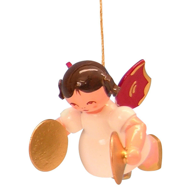 Christbaumschmuck Engel mit Becken - Rote Flügel - schwebend - 5,5 cm