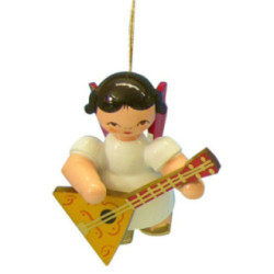 Tree Ornament - Angel with Balalaika - Red Wings - Floating - 5,5 cm / 2,1 inch