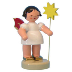 Angel with Star - Red Wings - Standing - 6 cm / 2,3 inch