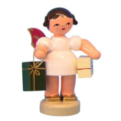 Engel mit 2 Geschenken - Rote Flügel - stehend - 6 cm