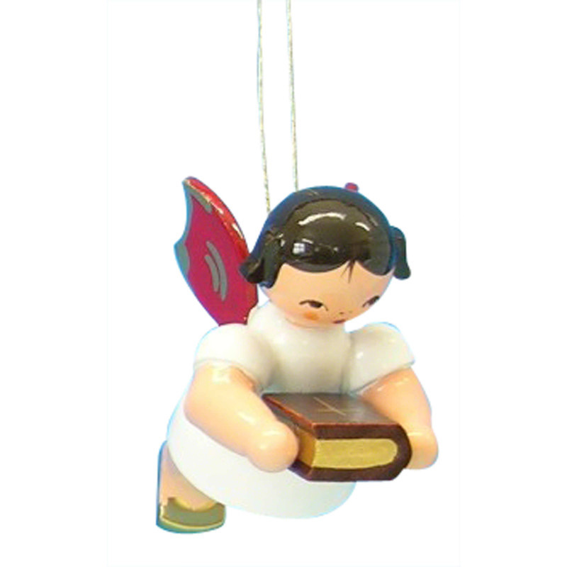 Tree Ornament - Angel with Bible - Red Wings - Floating - 6 cm / 2,3 inch