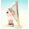 Angel with Harp - Red Wings - Standing - 9,5 cm / 3.7 inch