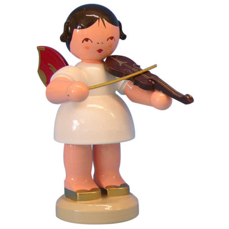 Angel with Violin - Red Wings - Standing - 9,5 cm / 3,7 inch