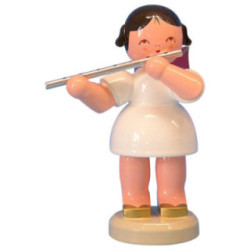 Angel with Flute - Red Wings - Standing - 9,5 cm / 3,7 inch