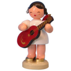 Angel with Guitar - Red Wings - Standing - 9,5 cm / 3,7 inch