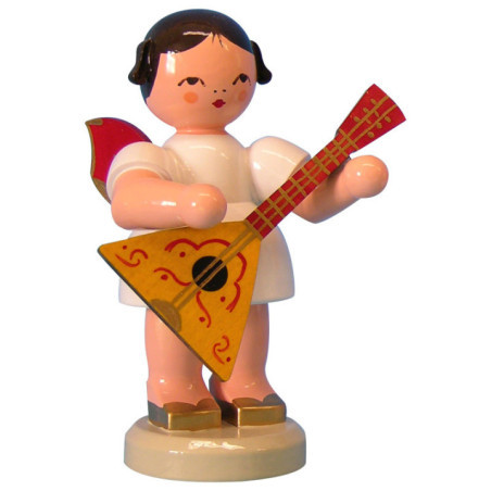 Engel mit Balalaika - Rote Flügel - stehend - 9,5 cm