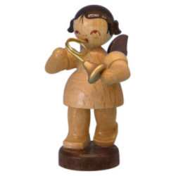 Angel with French Horn - Natural Colors - Standing - 6 cm / 2,3 inch