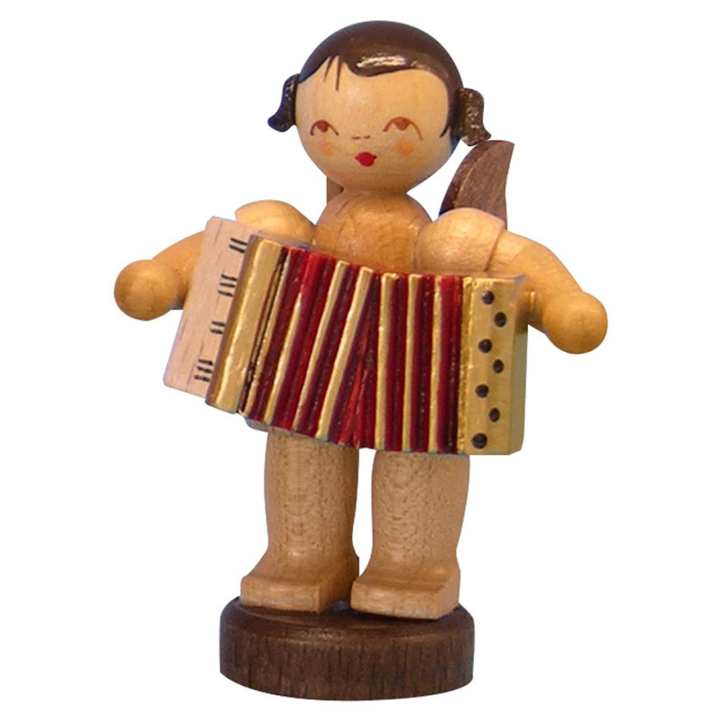 Angel with Accordion - Natural Colors - Standing - 6 cm / 2,3 inch