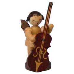 Angel with Plucked Bass - Natural Colors - Standing - 6 cm / 2,3 inch